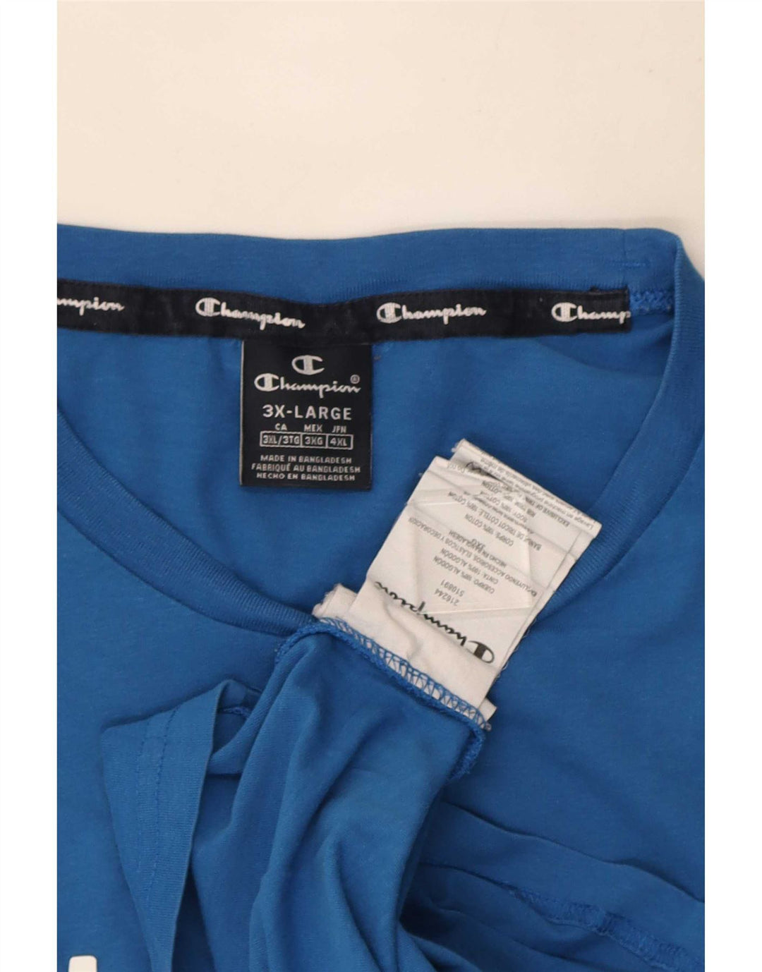 Champion Herre Grafisk T-Shirt Top 3XL Blå Bomuld