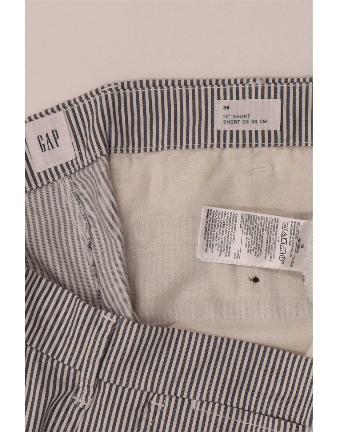 Gap Herre Chino Shorts W36 Stor Blå Stribet Bomuld