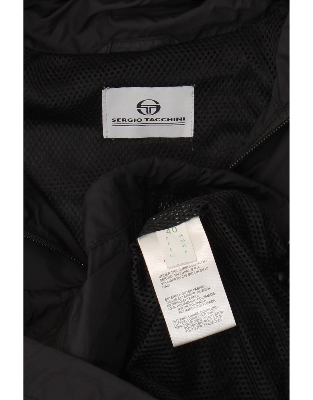 Sergio Tacchini Dame Regnjakke IT 40 Lille Sort Polyamid