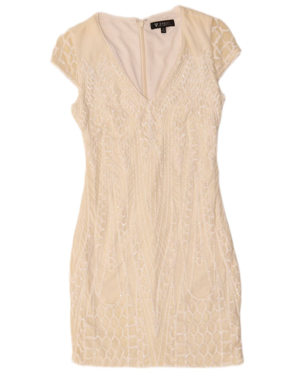 Guess Dame Sequin Skede Kjole UK 6 XS Off White Nylon