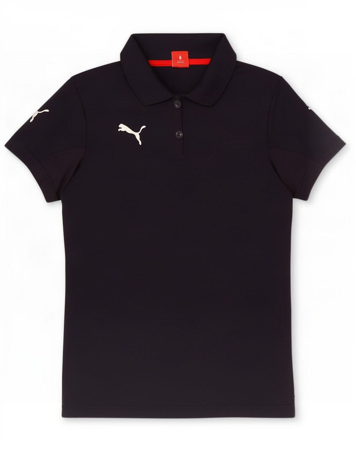 Puma Graphic Polo Shirt UK 12 Medium Navy Blue Polyester