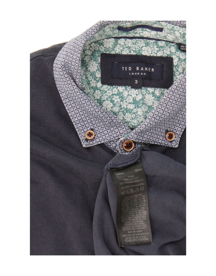 TED BAKER Mens Polo Shirt Size 3 Medium Navy Blue Modal Vintage Ted Baker and Second-Hand Ted Baker from Messina Hembry 