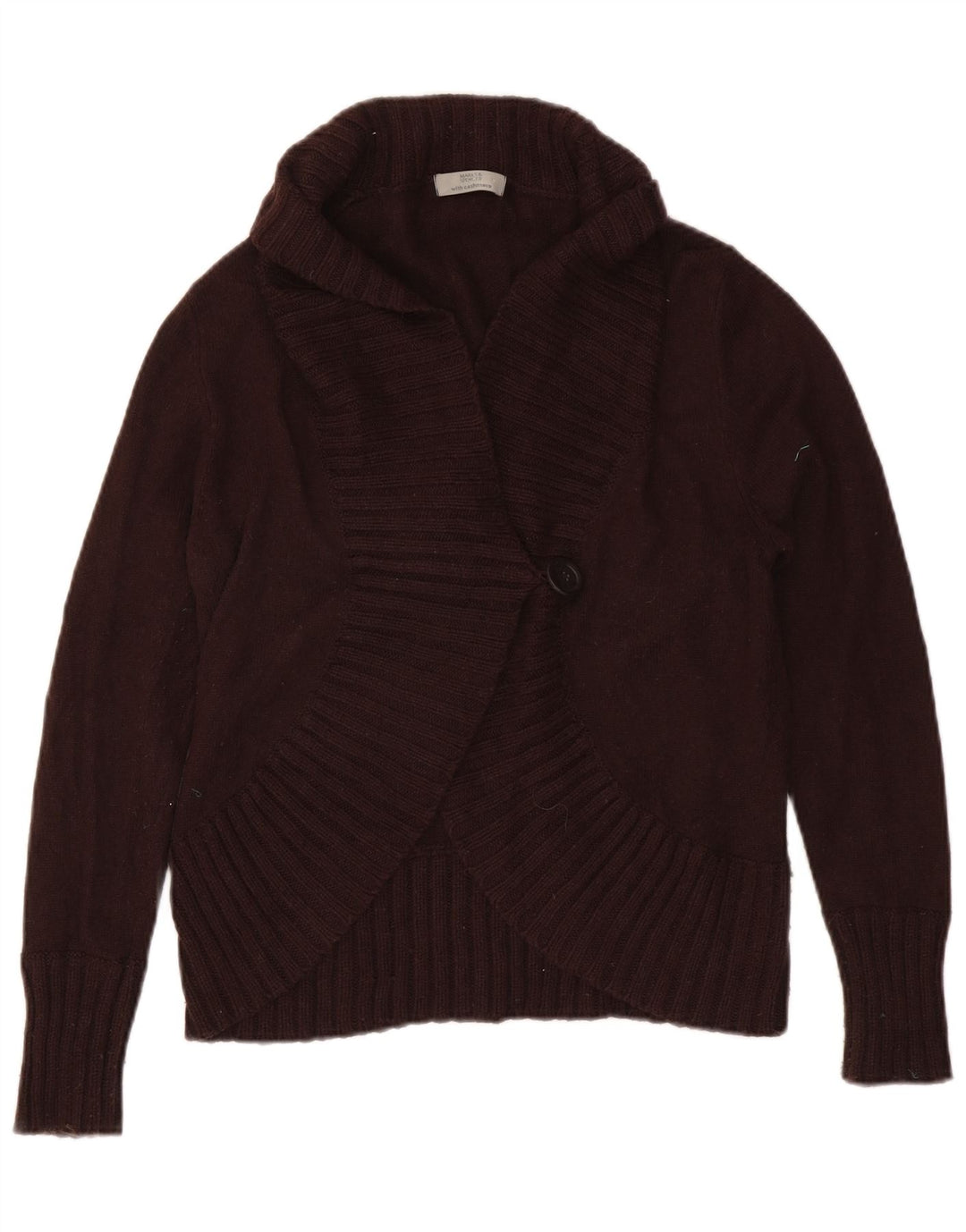 Marks & Spencer Dame Cardigan Sweater UK 16 Stor Brun Bomuld