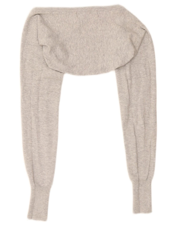 Zara Womens Bolero Cardigan Sweater UK 12 Medium Grey Bomuld