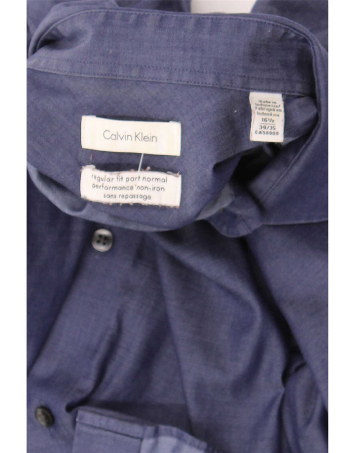 Calvin Klein Herre Regular Fit skjorte str. 16 1/2 Large Navy Blue