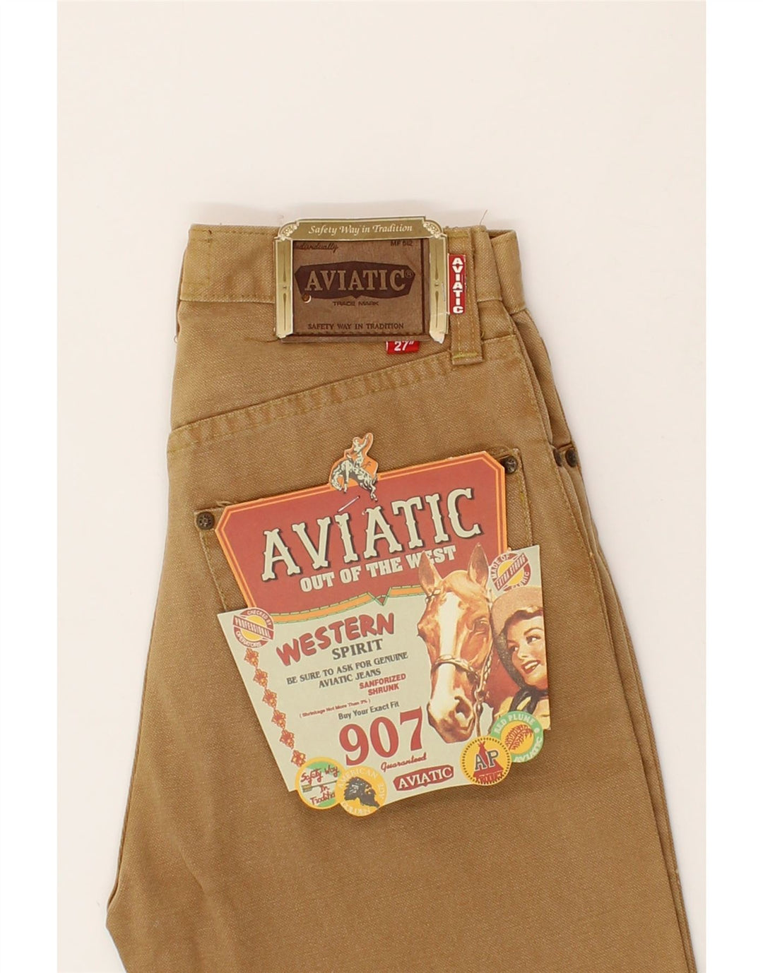 AVIATIC Womens Slim Casual Trousers  W27 L32 Brown Vintage Aviatic and Second-Hand Aviatic from Messina Hembry 