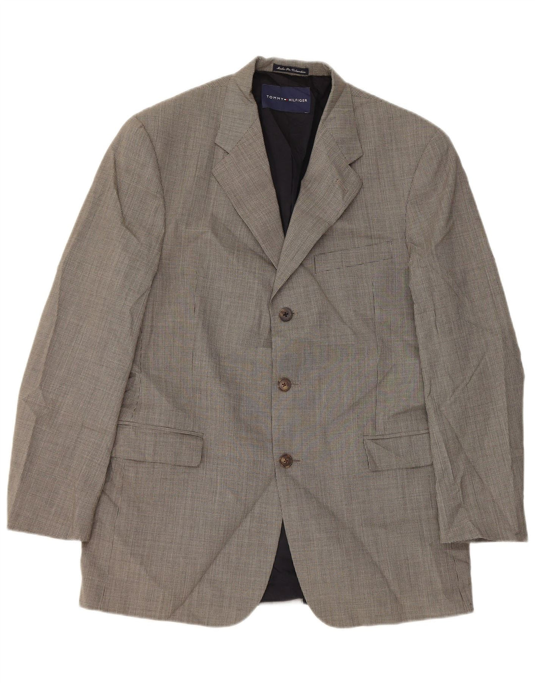 Tommy Hilfiger Herre 3-knaps blazerjakke UK 40 Large Grey Houndstooth