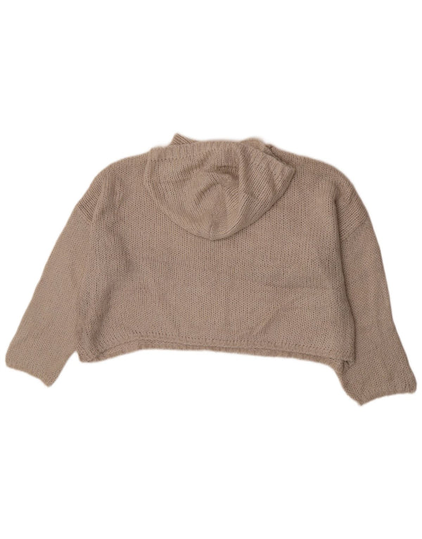 Benetton Womens Crop Hættetrøje oversize sweater UK 10 Small Beige
