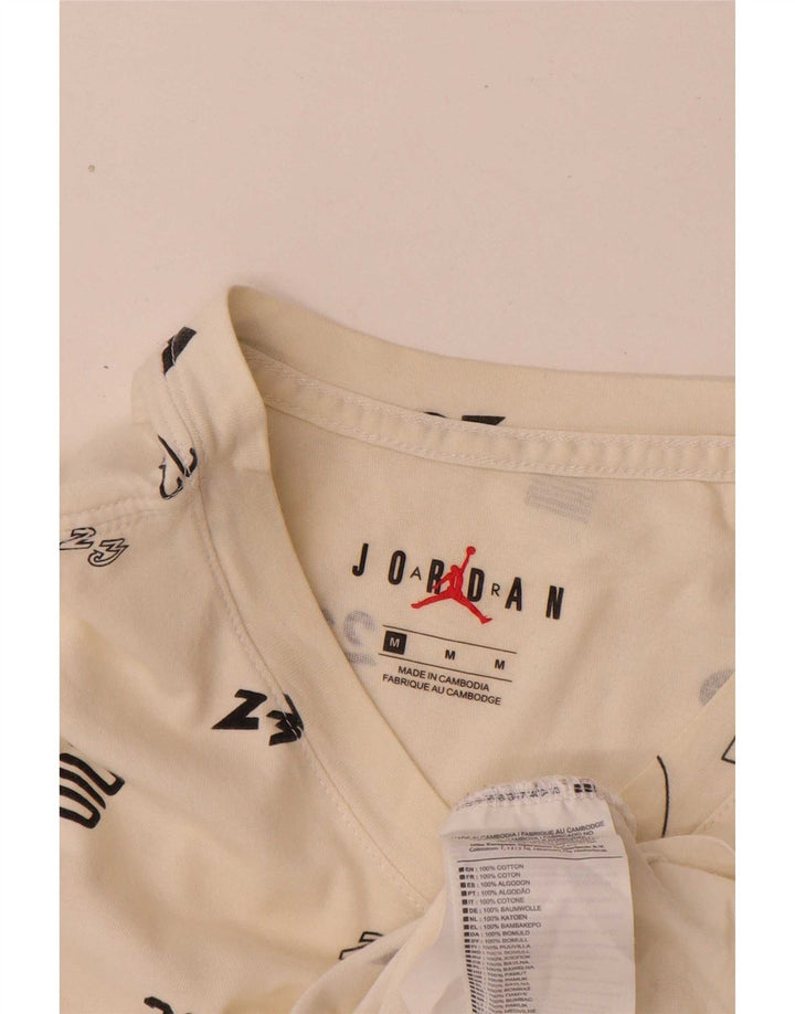 Jordan Herre grafisk T-shirt Top Medium hvid bomuld