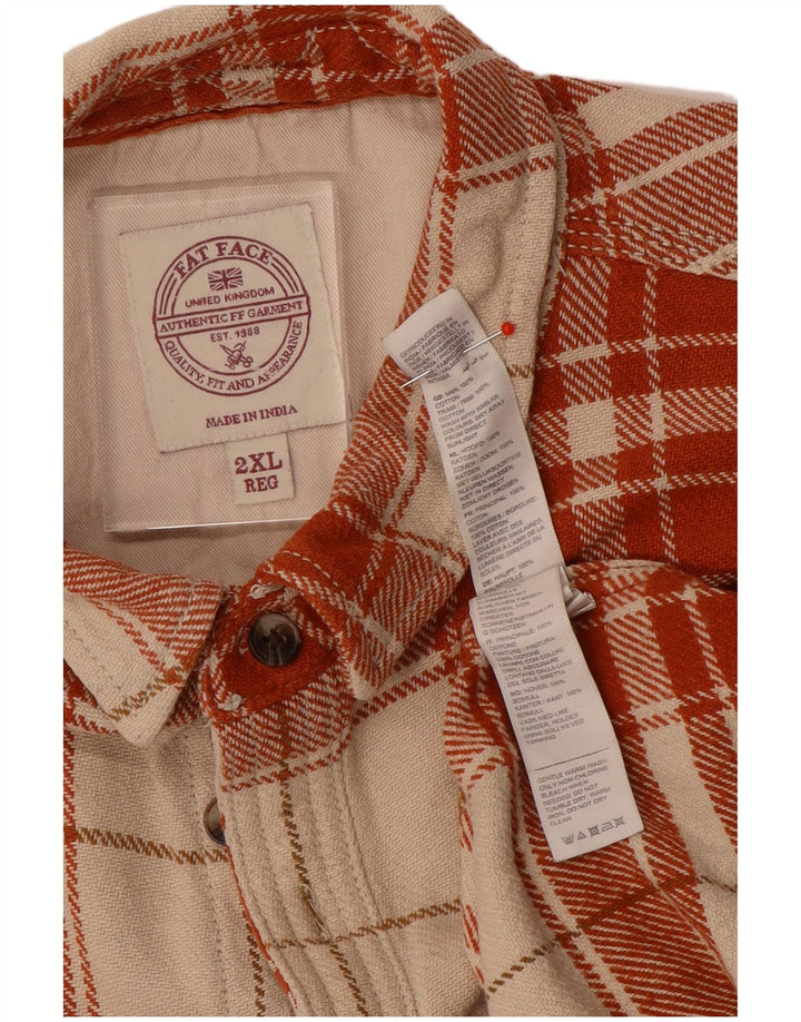 Fat Face Herre Flanellskjorte 2XL Beige Ternet Bomuld