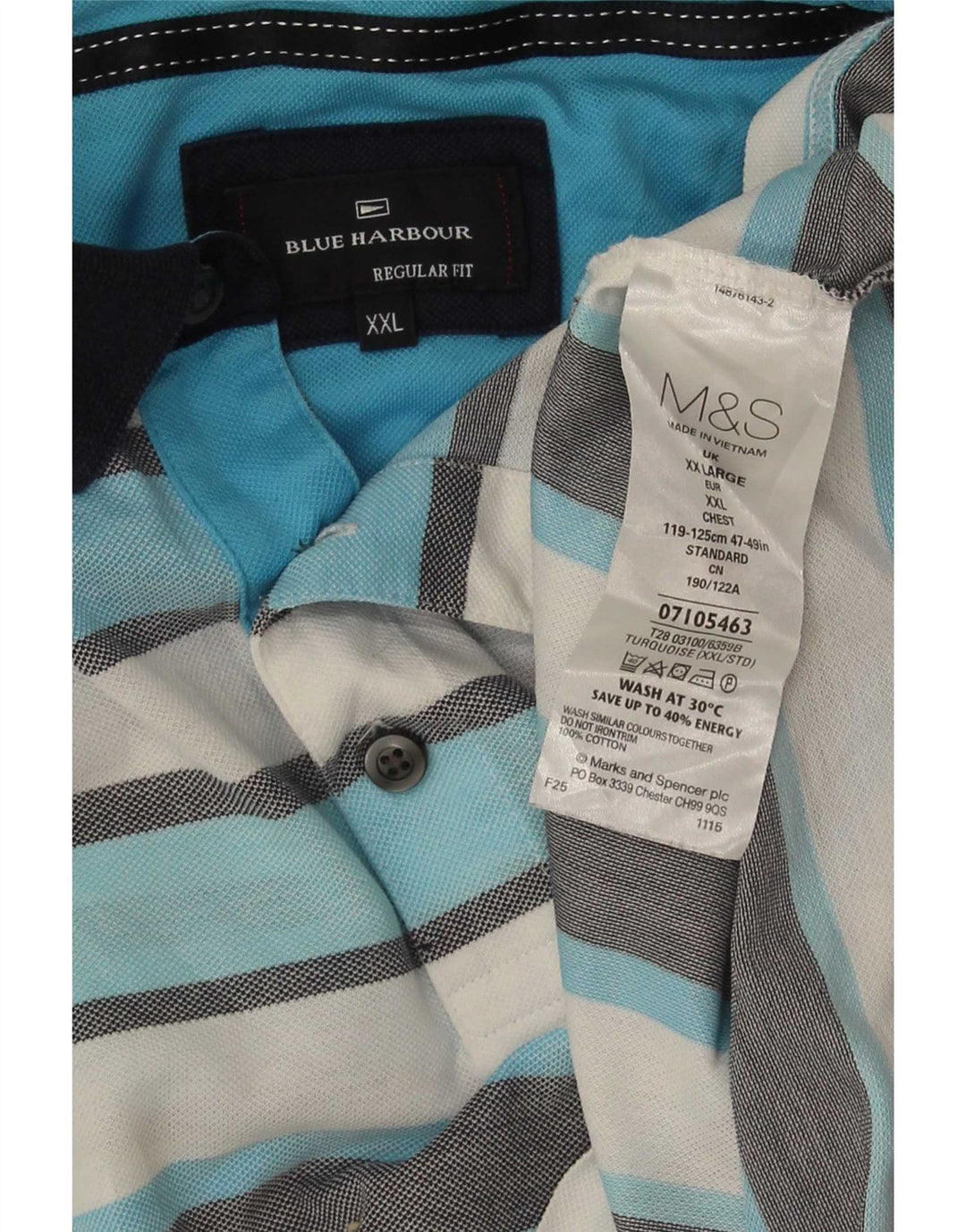 Marks & Spencer Herre Blue Harbor Polo Shirt 2XL Flerfarvet Stribet