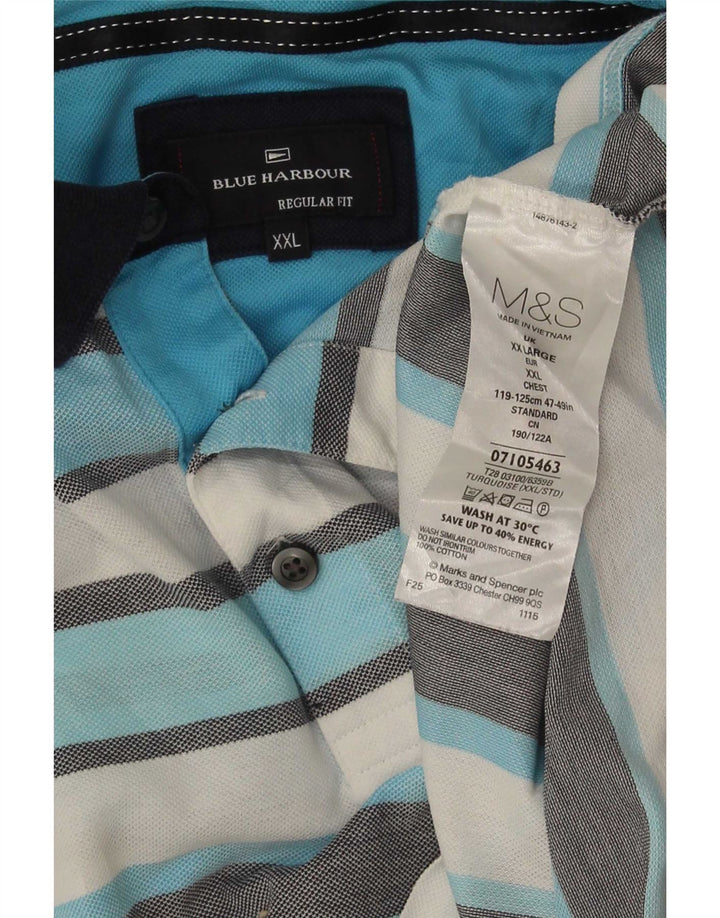 Marks & Spencer Herre Blue Harbor Polo Shirt 2XL Flerfarvet Stribet