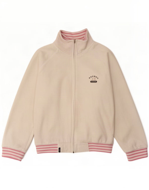 Reebok Womens Oversized træningsdragt Top Jacket UK 10 Small White Striped