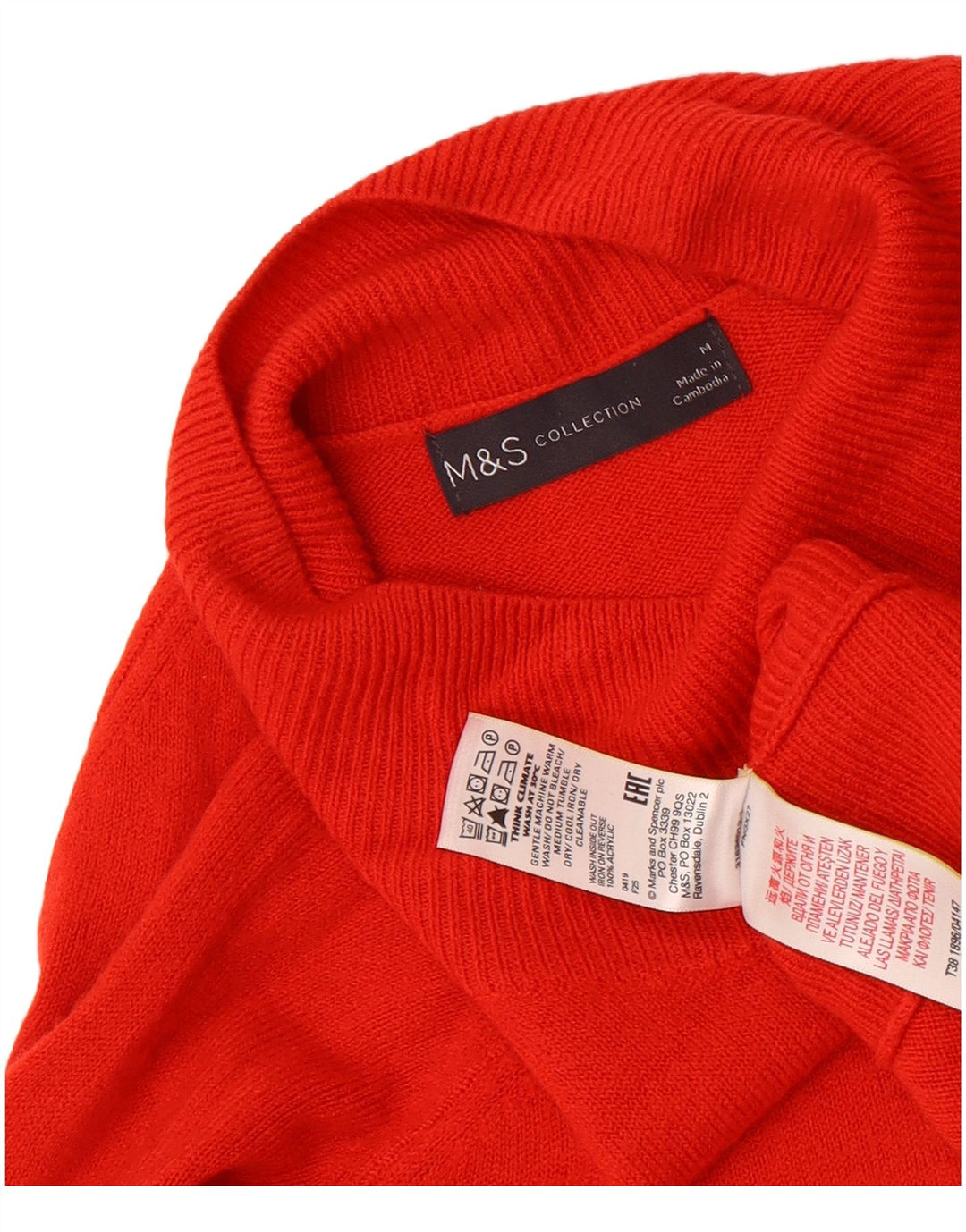 Marks & Spencer Dame Turtle Neck Jumper Sweater UK 14 Medium Red