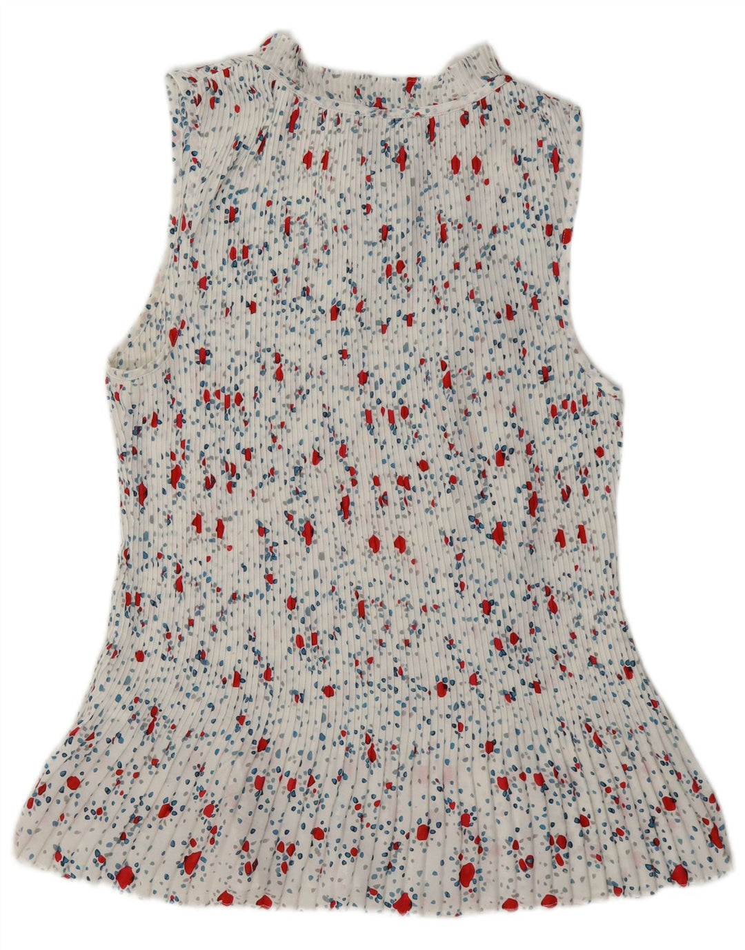 Dkny Womens Sleeveless Front Tie Bluse Top UK 18 XL White Floral Polyester