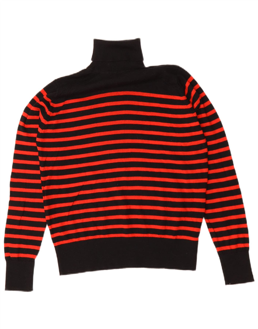 Marks & Spencer Dame Rullehals Sweater UK 12 Medium Sort Stribet