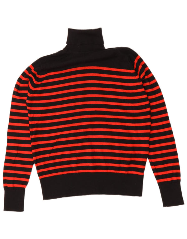 Marks & Spencer Dame Rullehals Sweater UK 12 Medium Sort Stribet