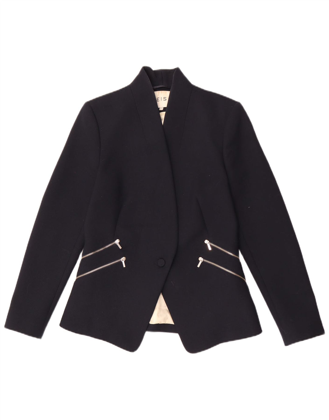 Reiss Dame 1 Knap Blazer Jacket UK 10 Small Navy Blue Polyester