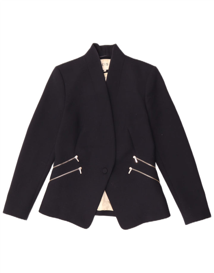 Reiss Dame 1 Knap Blazer Jacket UK 10 Small Navy Blue Polyester