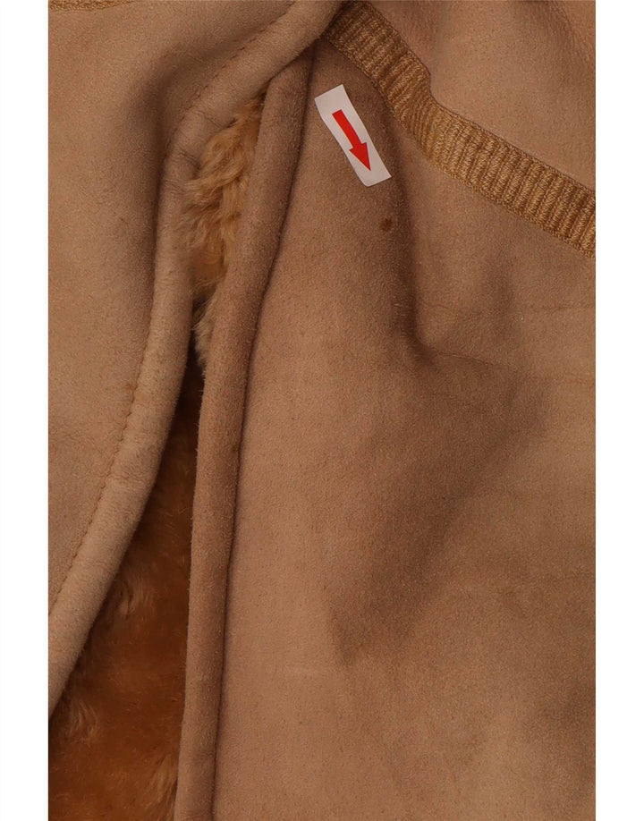 Vintage Dame Shearling Coat IT 44 Medium Beige Læder