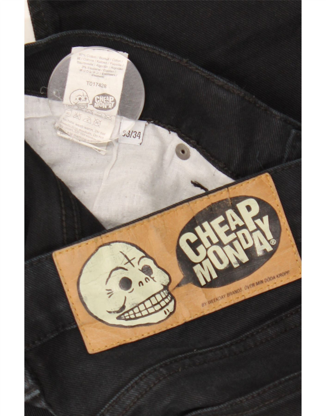 Billig mandag Dame Crop Slim Jeans W33 L25 Sort Bomuld