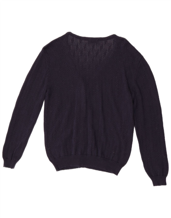 Peter Hahn Dame Cardigan Sweater UK 16 Large Navy Blue Bomuld