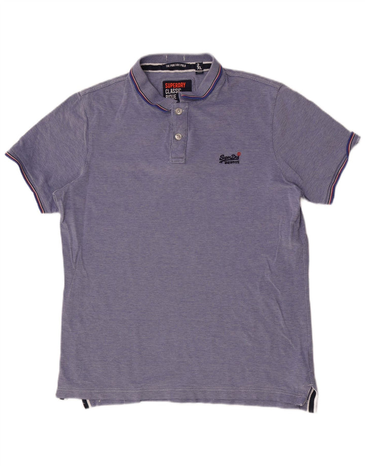 SUPERDRY Polo Shirt til mænd 2XL Blå Bomuld