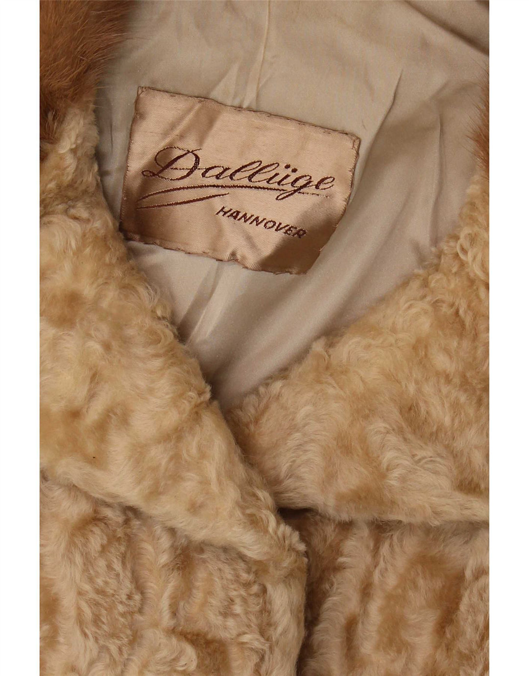 Vintage Dame imiteret Pelsjakke UK 10 Small Beige