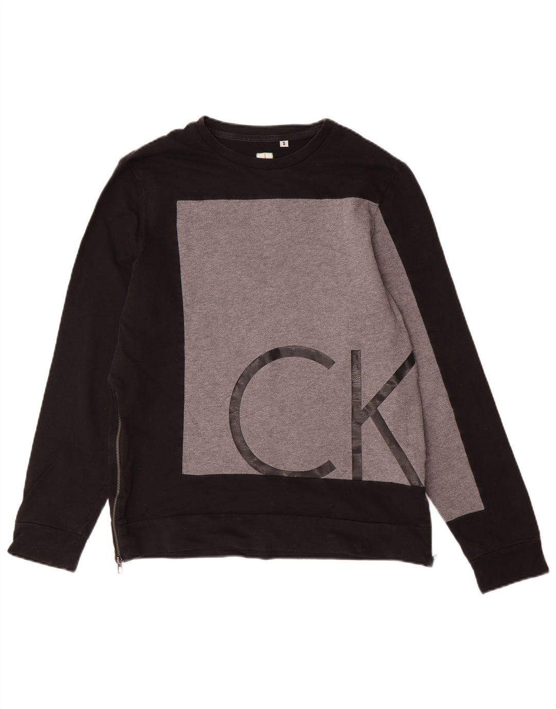 CALVIN KLEIN Dame Slim Fit Sweatshirt Jumper UK 10 Lille Sort