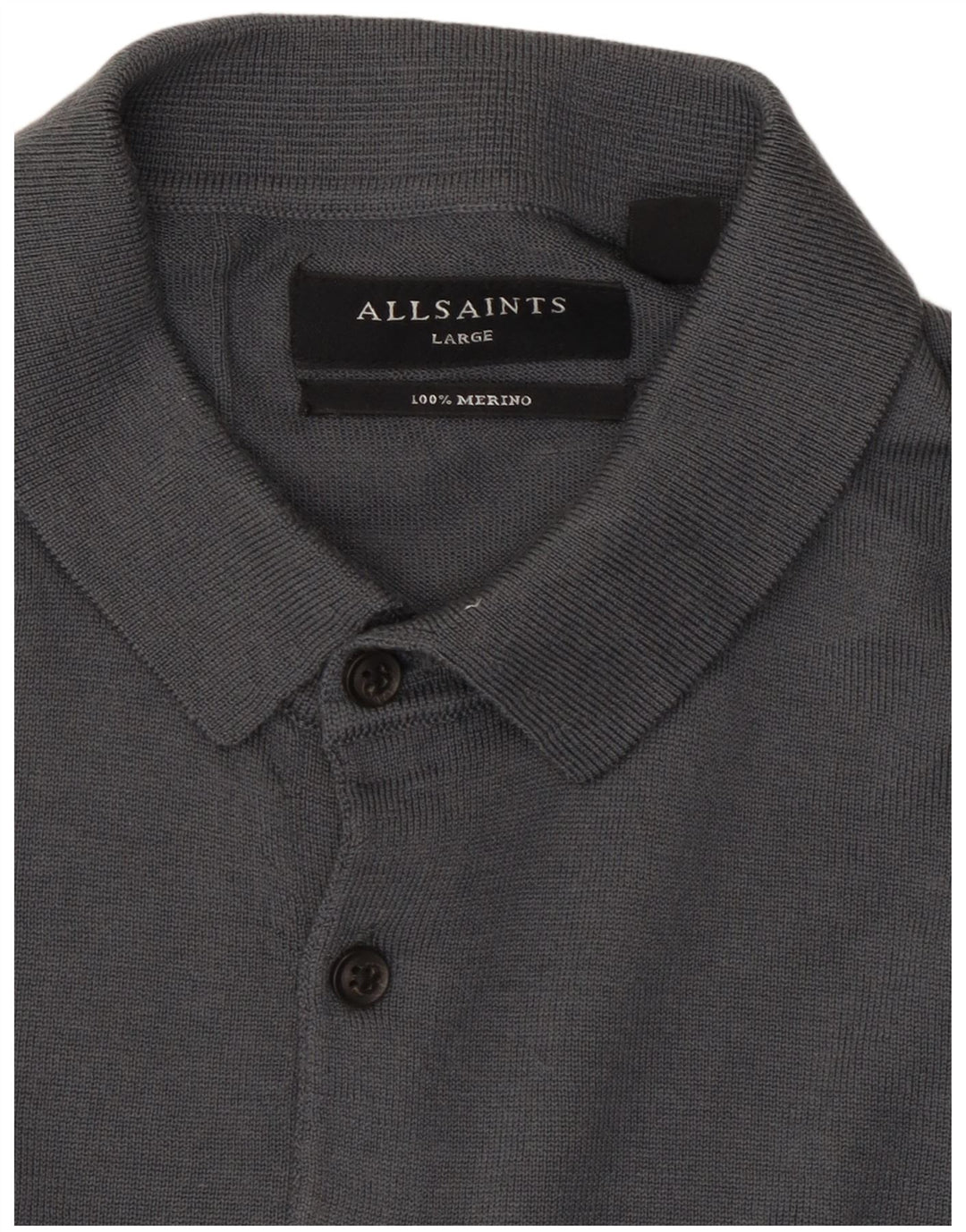 All Saints Herre Polo Neck Jumper Sweater Stor Grå Uld