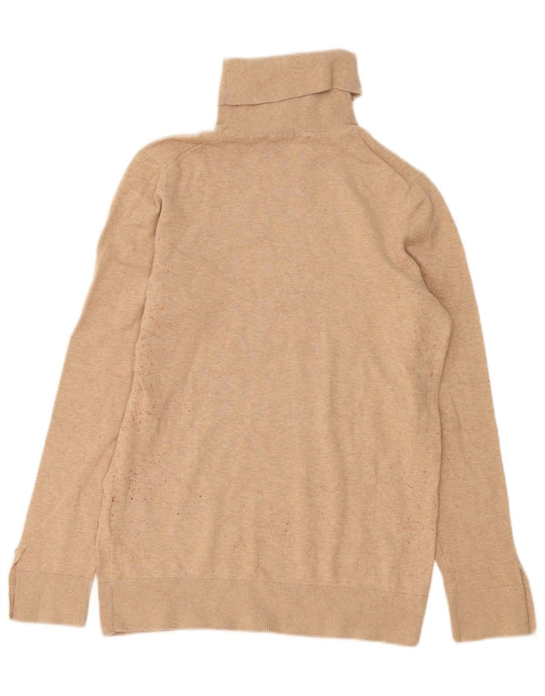 Tommy Hilfiger Dame Roll Neck Jumper Sweater UK 12 Medium Beige Bomuld