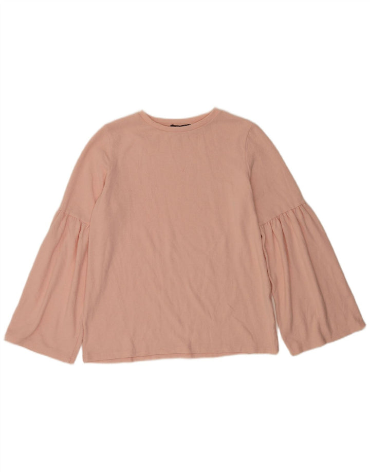 Zara Dame Trafaluc Langærmet Bluse Top UK 14 Medium Pink Polyester