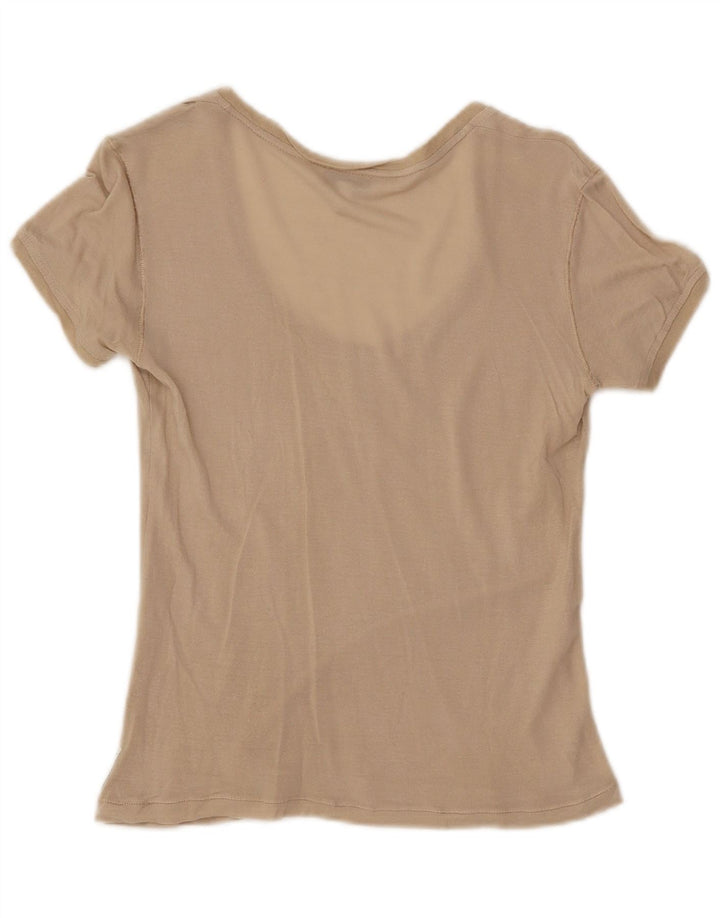 ARMANI JEANS Dame Grafisk T-Shirt Top EU 42 Stor Beige
