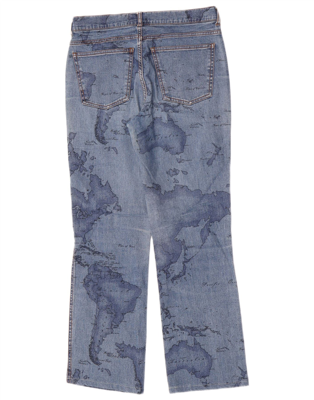 ALVIERO MARTINI Dame Grafisk Bootcut Jeans W27 L27 Blå Bomuld
