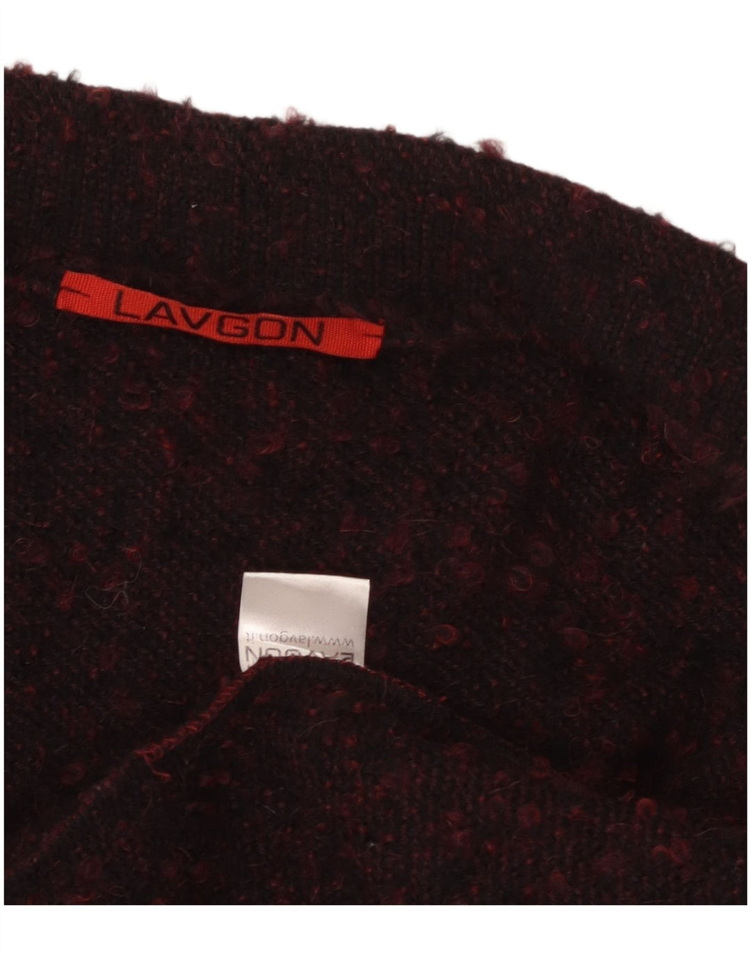 Vintage Dame Poncho Open Cardigan Sweater One Size Bourgogne Flecked Uld