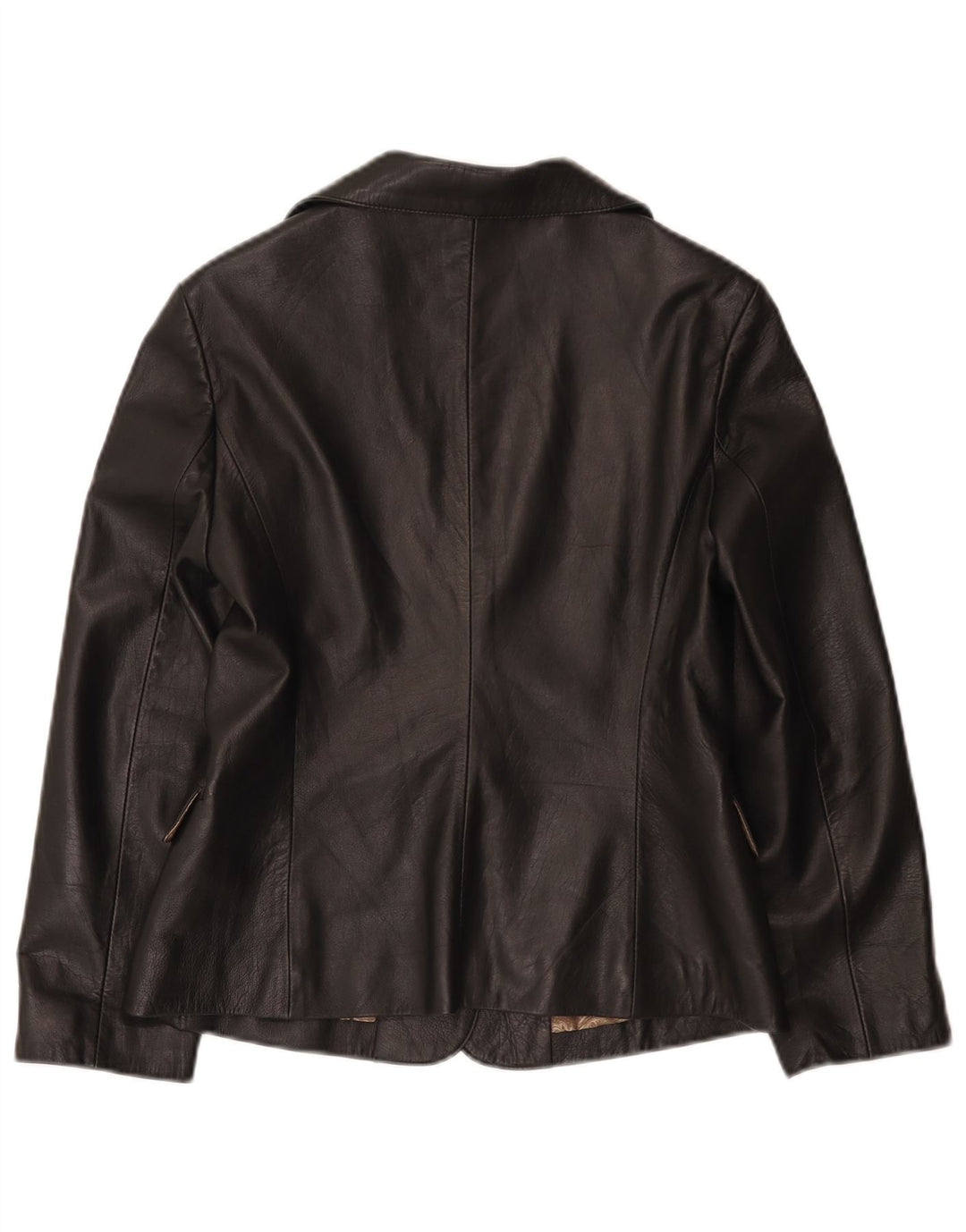 Icinoo Dame 1 Knap Læder Blazer Jacket UK 10 Lille Sort