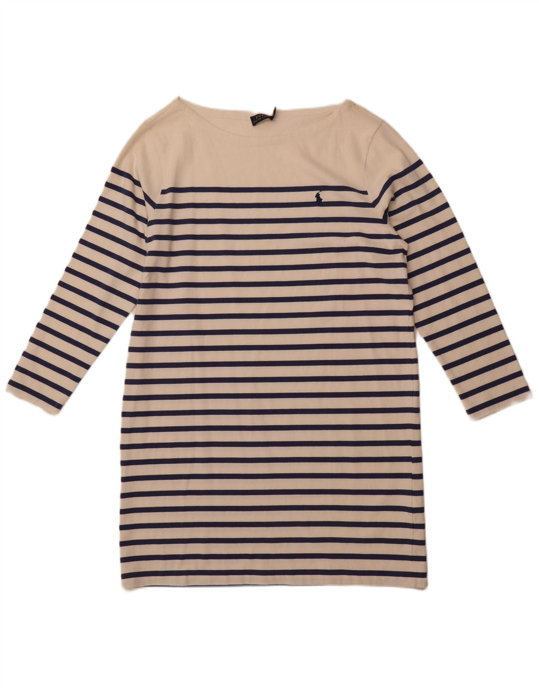 POLO RALPH LAUREN Langærmet T-shirtkjole til kvinder UK 18 XL Hvidstribet