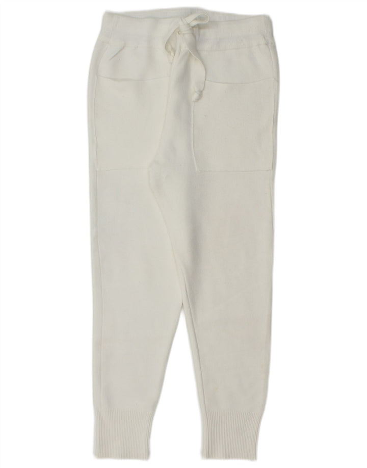 Zara Womens Crop træningsdragt Bukser Joggers UK 10 Small White