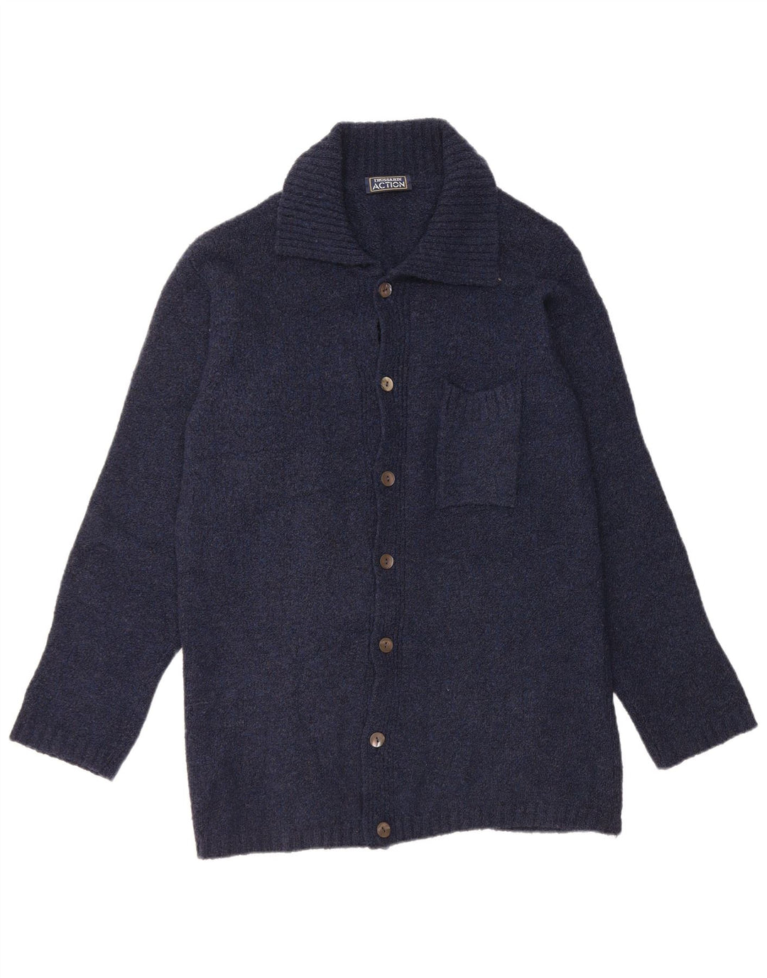 Trussardi Herre Cardigan Sweater Stor Marineblå Merinould