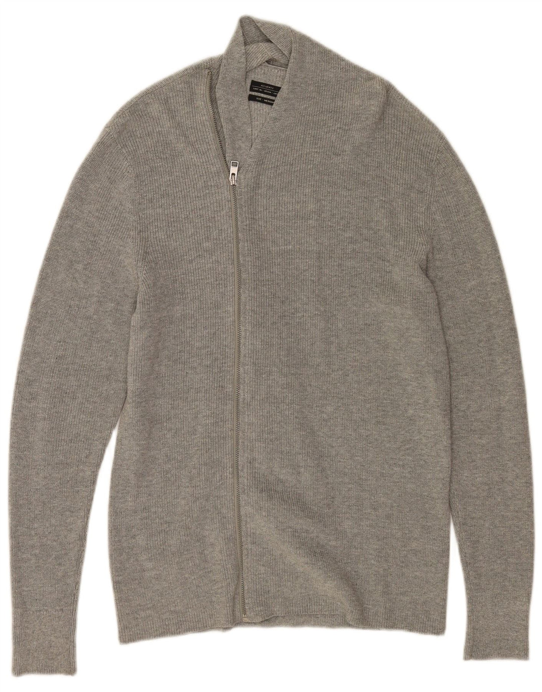 All Saints Herre Cardigan Sweater Medium Grey Bomuld