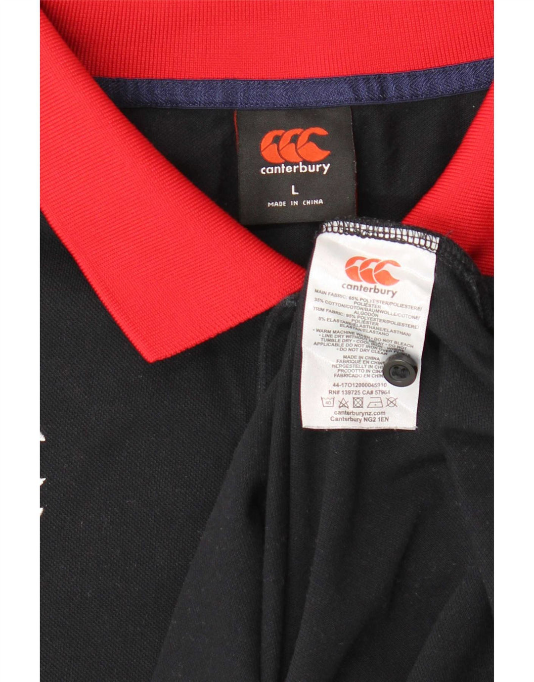 Canterbury grafisk poloshirt til mænd, stor sort colourblock polyester