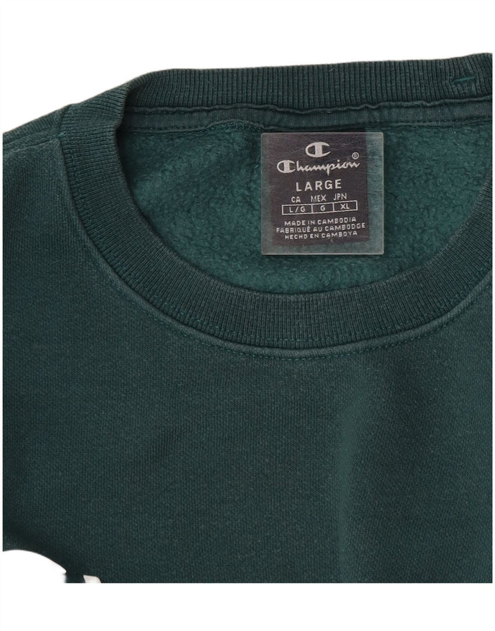 Champion Herre Grafisk Sweatshirt Jumper Large Grøn Oxid