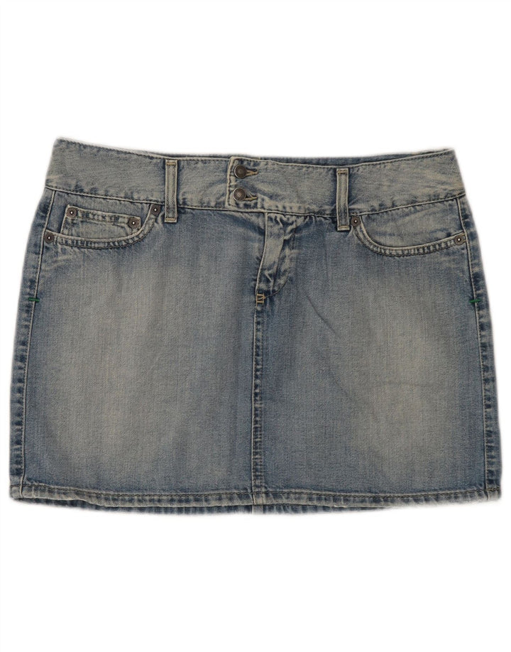 Benetton Dame Mini Denim Nederdel IT 44 Medium W32 Blå Bomuld
