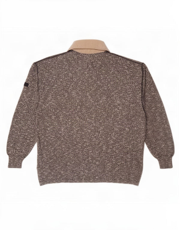 Marz Herre Polo Neck Jumper Sweater IT 50 Medium Grey Flecked Bomuld