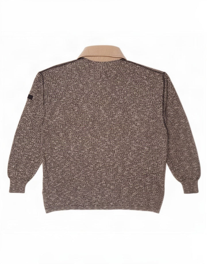 Marz Herre Polo Neck Jumper Sweater IT 50 Medium Grey Flecked Bomuld