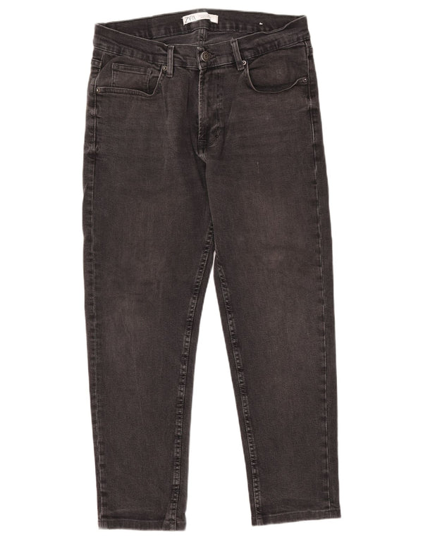 Zara Herre Slim Jeans EU 44 Large W34 L26 Sort Bomuld
