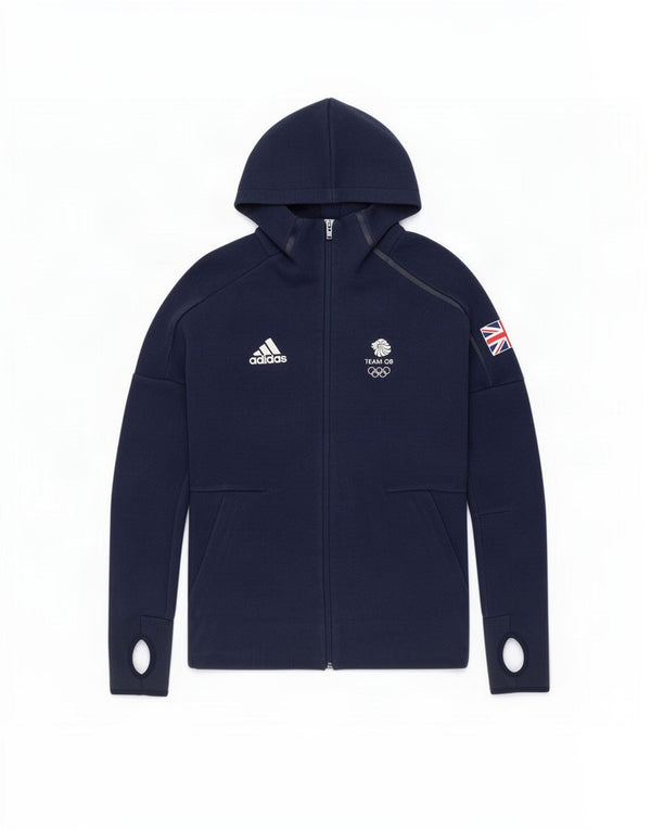 Adidas Womens Team GB Hættetrøje med lynlås UK 8 Small Navy Blue Polyester