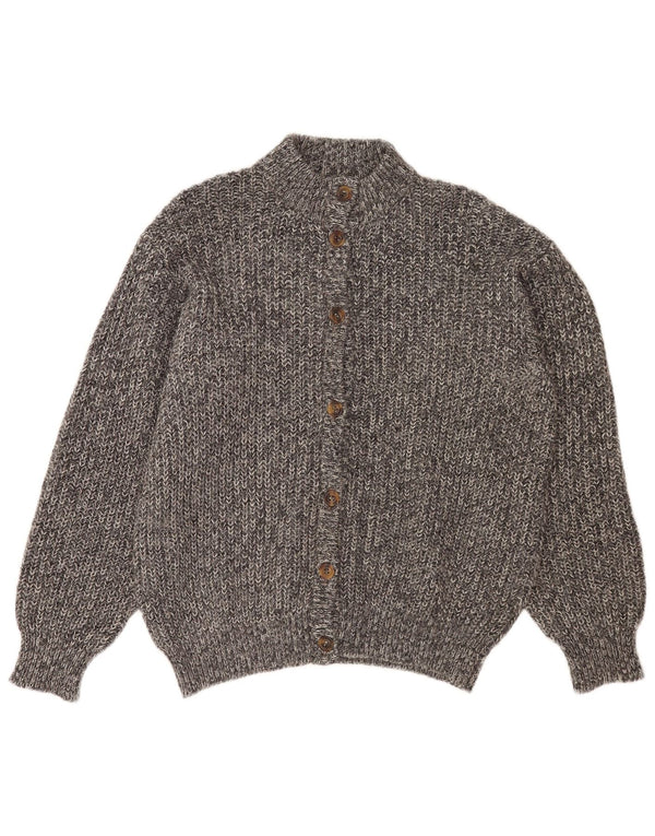 Vintage dame cardigan sweater UK 14 Medium Grey Flecked Alpaca Wool
