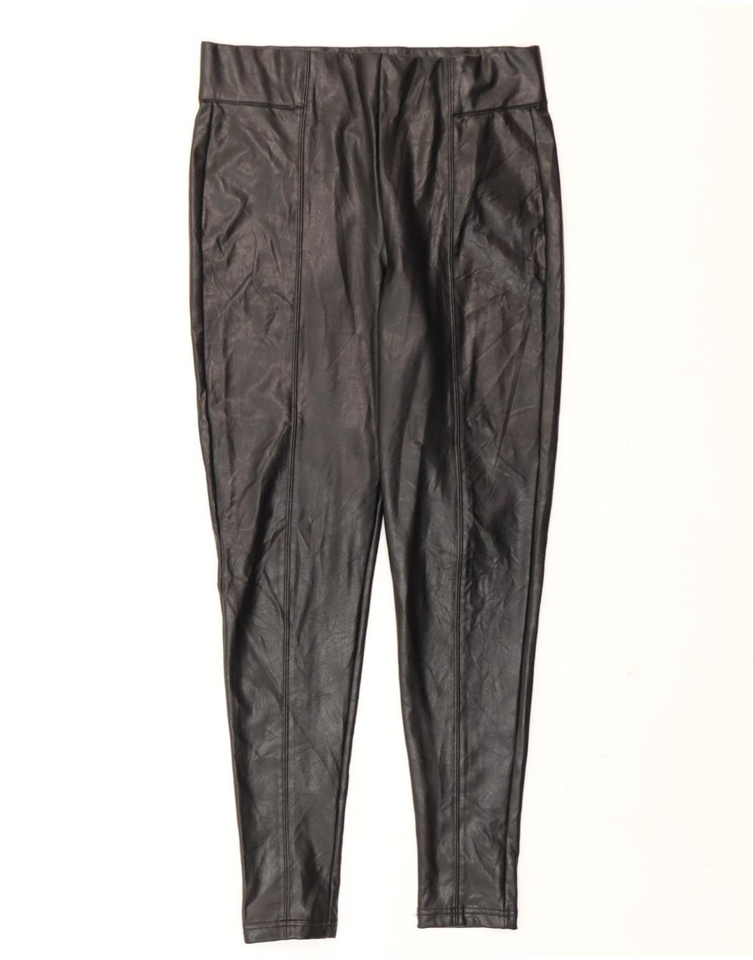 Marks & Spencer Dame imiteret læder Leggings UK 12 Medium Sort Polyester