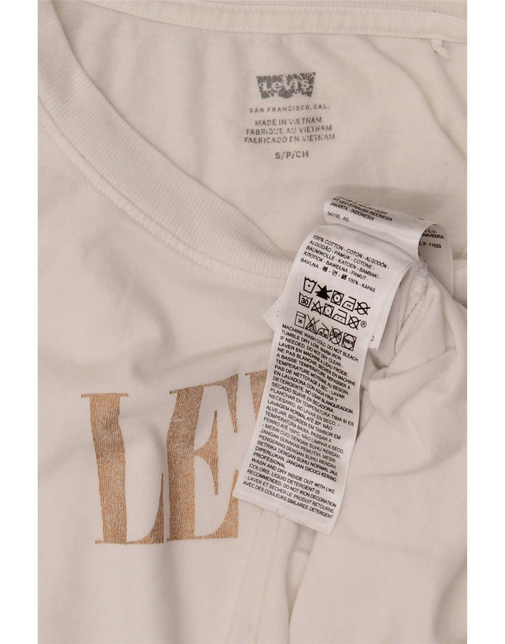 Levi's Dame Oversized grafisk T-shirt Top UK 10 Lille hvid bomuld